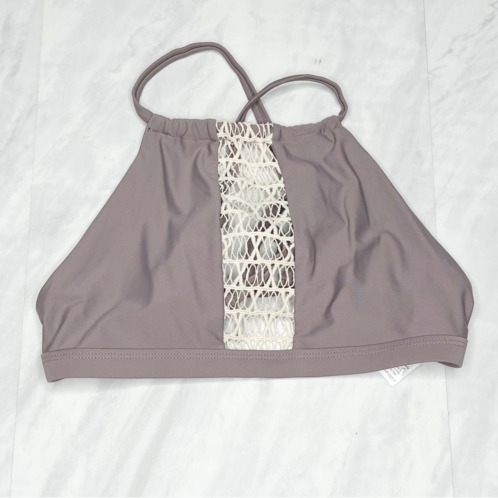Damsel Mauve Grey Crochet Halter Top Medium